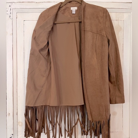 Chico’s Sueded Fringe Jacket - Picture 1 of 9